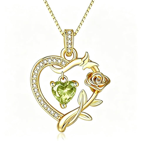 14K  Gold Plated Birthstone Rose Butterfly Pendant Necklace Everyday Jewelry Birthday Christmas Gift