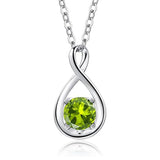 10K 14K 18K  White Gold Round Birthstone Infinity Necklace Mothers Day Gift