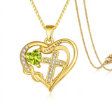14K Gold Plated Heart Birthstone Infinity Cross Butterfly Necklace for Women