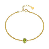 14K Gold Plated Halo Oval Birthstone Cuban Chain Bracelets for Her