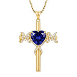 14K Gold Plated  Birthstone Cross Necklace  Pendant Necklace Mother's Day Birthday Gifts for Women