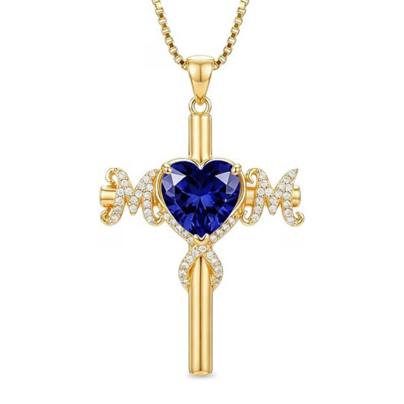 14K Gold Plated  Birthstone Cross Necklace  Pendant Necklace Mother's Day Birthday Gifts for Women