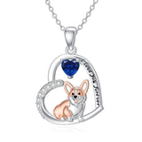 14K Gold Birthstone Corgi Pendant Necklace