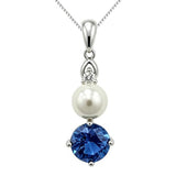 14K Gold Plated Birthstone 8MM  Round Pearl Pendant Necklace for Women