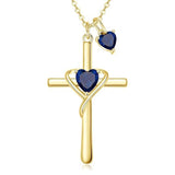 14K Gold Plated Birthstone Rose Cross Necklace for Women Faith Jewelry Gift