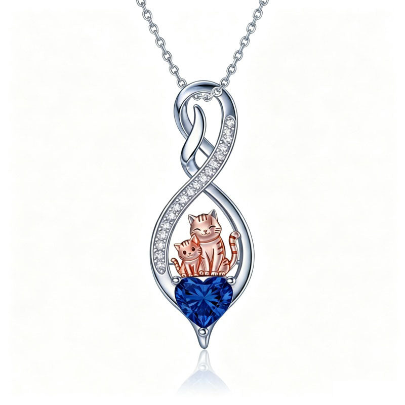 Sterling Silver 12 Month Birthstone Infinity Heart Animal Pendant Necklace Christmas Birthday Jewelry Gift