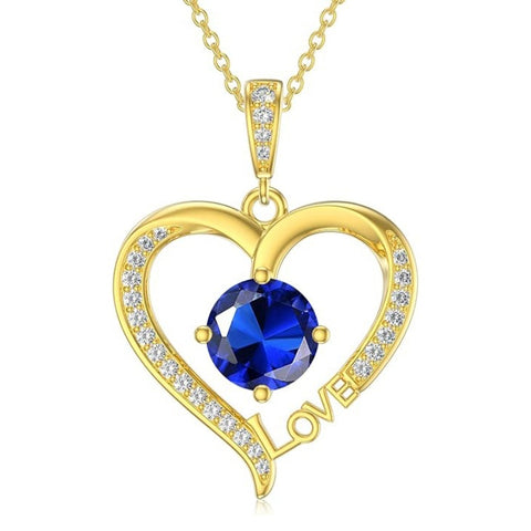 14K Gold Plated  12 Months Heart Birthstone Pendant Necklace Birthday Wedding Anniversary Jewelry Gifts for Women
