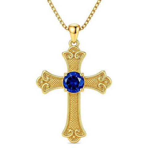 14K Gold Plated  Birthstone Cross Necklace  Pendant Necklace Mother's Day Birthday Gifts for Women
