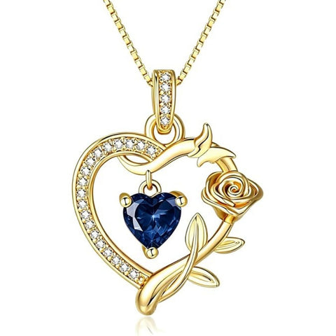 14K  Gold Plated Birthstone Rose Butterfly Pendant Necklace Everyday Jewelry Birthday Christmas Gift