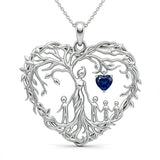 Sterling Silver Heart Pendant Birthstone Tree of Life Mother Child Family Necklace
