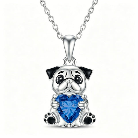 Sterling Silver 12 Month Birthstones Hedgehog Pug Fox Otter Pendant Necklace Gifts for  Birthday, Christmas, Graduation