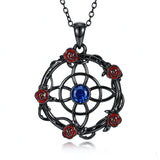 Sterling Silver Black Heart Skeleton Birthstone Necklace With Engraved Halloween Gift