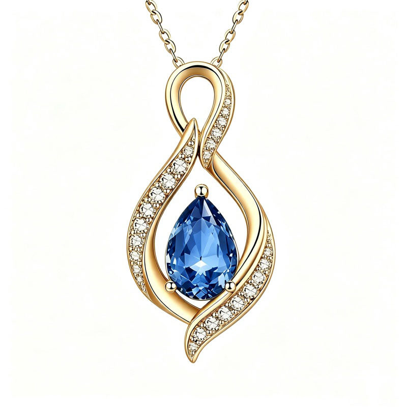 14K Gold Plated  Birthstone Infinity Symbol Pendant  Necklace Anniversary Christmas Birthday Jewelry Gift