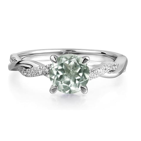 Sterling Silver 7x7mm Round Cut Gemstone Twist Infinity Engagement Ring for Women