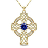14K Gold Plated Birthstone Celtic Knotwork Cross Necklace for Women
