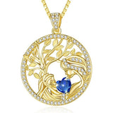 14K Gold Plated Birthstone Tree of Life Mother Child Necklace for Women