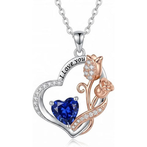 14K Gold Plated  Birthstone Rose Flower Necklaces for Women