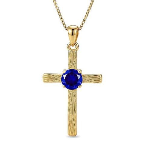 14K Gold Plated  Birthstone Cross Necklace  Pendant Necklace Mother's Day Birthday Gifts for Women