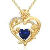 Sterling Silver Birthstone Rose Necklace for Women