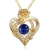 Sterling Silver Birthstone Rose Necklace for Women
