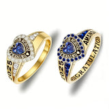 Sterling Silver Personalized Birthstone Engraved Class Rings for Women, College Senior High School Ring