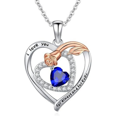 14K Gold Plated  Birthstone Rose Flower Necklaces for Women