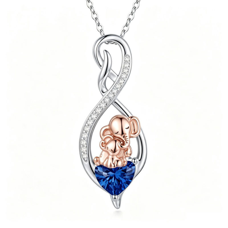 Sterling Silver 12 Month Birthstone Infinity Heart Animal Pendant Necklace Christmas Birthday Jewelry Gift