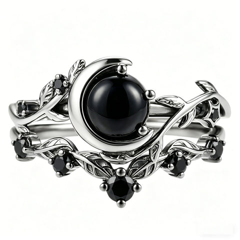 Sterling Silver 10K  14K  18K Gold 1CT-4CT Black Onyx Engagement Ring Gothic Wedding Promise Ring