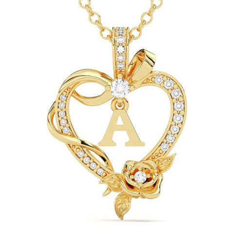 14K Gold Plated Initial Heart Pendant  Necklace Gift for Women Anniversary for Her