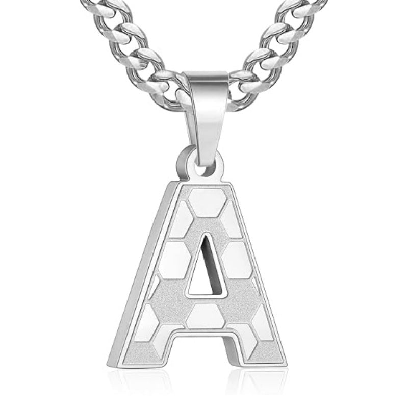 14K Gold Plated Soccer Initial Pendant Necklace for Men
