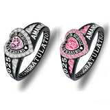 Copper Personalized Birthstone Engraved Class Rings for Women, College Senior High School Ring