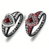 Copper Personalized Birthstone Engraved Class Rings for Women, College Senior High School Ring