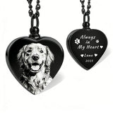 Stainless Steel Personalized Photo Engraved Heart Urn Necklace for Ashes