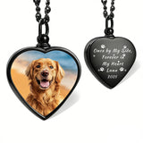 Stainless Steel Personalized Photo Engraved Heart Urn Necklace for Ashes