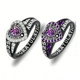 Copper Personalized Birthstone Engraved Class Rings for Women, College Senior High School Ring