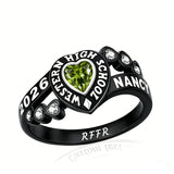 Sterling Silver Personalized Birthstone Engraved Class Rings for Women, College Senior High School Ring