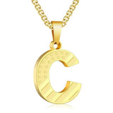 14K Gold Plated American Flag Initial Pendant Necklace for Men