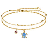Sterling Silver Personalized Filigree Turtle Orca Whale Single Layer Anklet Bracelet