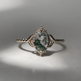 Sterling Silver Natural Moss Agate  Ring