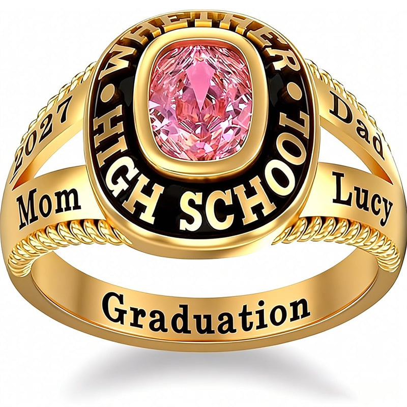 Sterling Silver Personalized Birthstone Engraved 2026 High School College Graduation Class Ring