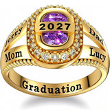 Sterling Silver Customizable Birthstone Engraved High School College Graduation Class Ring