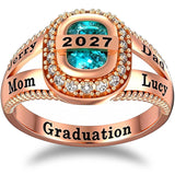 Sterling Silver Customizable Birthstone Engraved High School College Graduation Class Ring