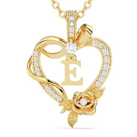 14K Gold Plated Initial Heart Pendant  Necklace Gift for Women Anniversary for Her