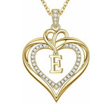 14K Gold Plated Initial Double Heart Pendant Necklace Anniversary Birthday Gifts for Women