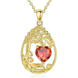 Sterling Silver Birthstone Teardrop Tree of Life Pendant Necklace