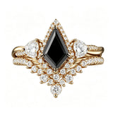 Sterling Silver 10K  14K  18K Gold 1CT-4CT Black Onyx Engagement Ring Gothic Wedding Promise Ring