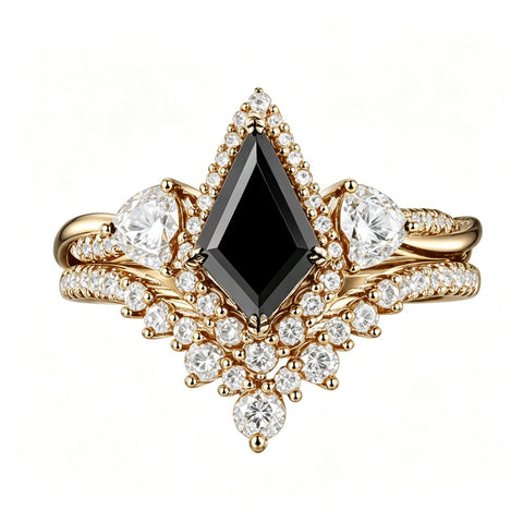 Sterling Silver 10K  14K  18K Gold 1CT-4CT Black Onyx Engagement Ring Gothic Wedding Promise Ring