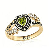 Sterling Silver Personalized Birthstone Engraved Class Rings for Women, College Senior High School Ring