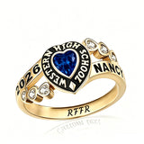 Sterling Silver Personalized Birthstone Engraved Class Rings for Women, College Senior High School Ring