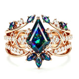 Sterling Silver 10K  14K  18K  Gold Personalized Engraved Black Opal Engagement Wedding Promise Ring for Her